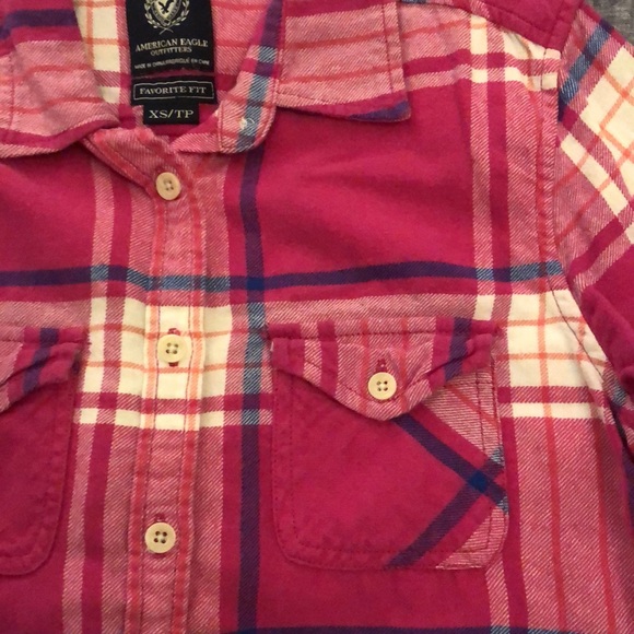 American Eagle Outfitters Pink Plaid Flannel Shirt Size XS - Picture 3 of 8